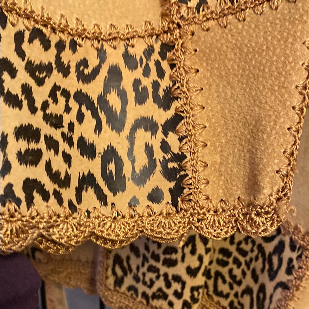 Leopard Print Patchwork Boho Leather Shacket Jack… - image 4